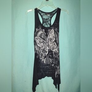 Express Black Butterfly Lace Tank Top